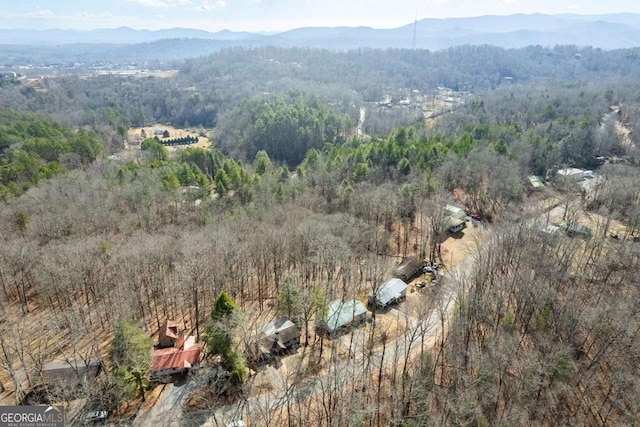 aerial view with a mountain view