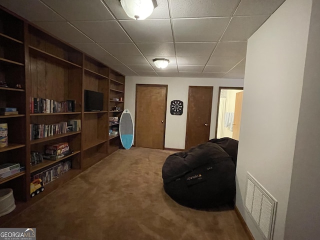 31 Hilltop Dr, Hayesville, NC 28904 - sitting room featuring built in features, a paneled ceiling, and carpet