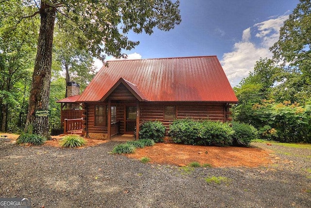 view of log home