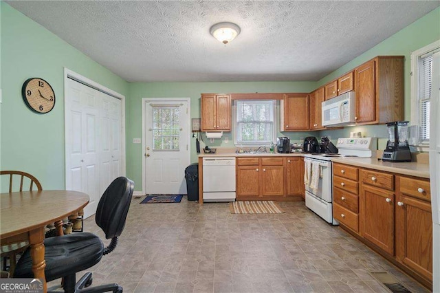 kitchen with white appliances and sink