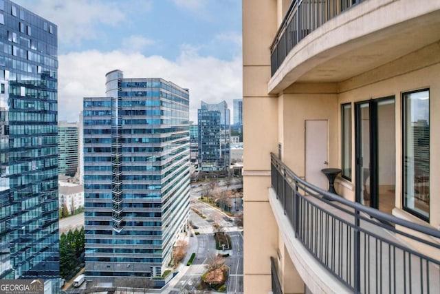 balcony with a view of city