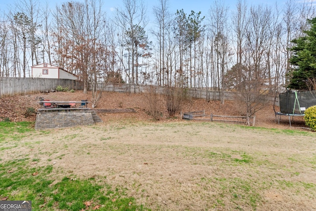 view of yard with a trampoline