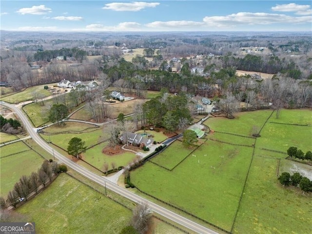 drone / aerial view with a rural view