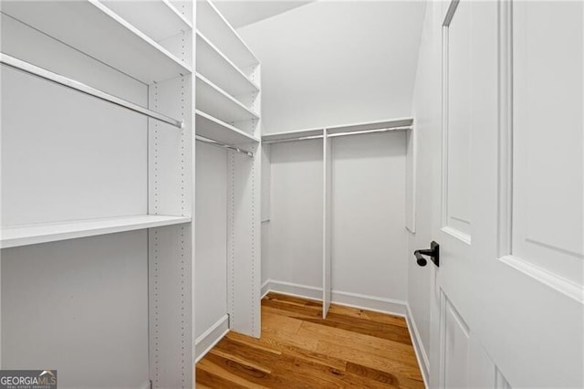 spacious closet with wood-type flooring