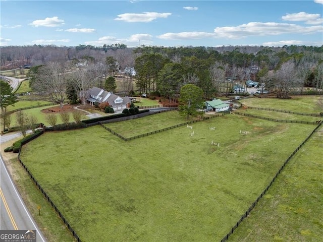 bird's eye view featuring a rural view