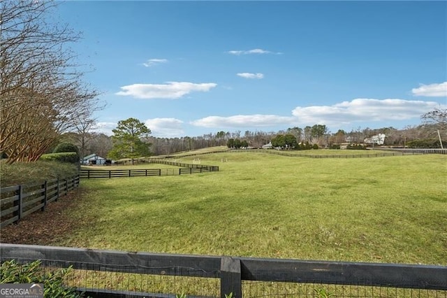 view of yard with a rural view