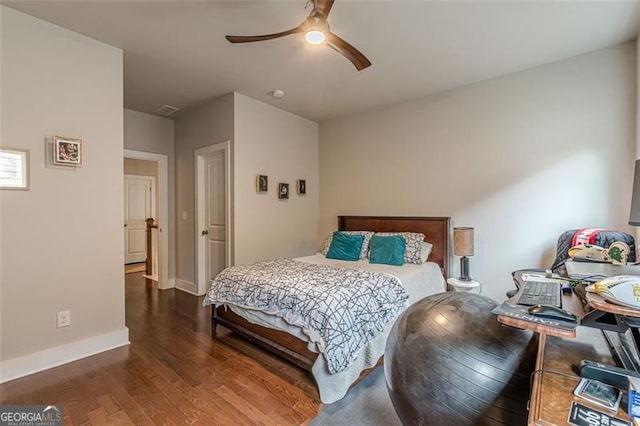 3157 Oakdale Rd, Hapeville, GA 30354 - bedroom featuring wood finished floors, baseboards, and a ceiling fan
