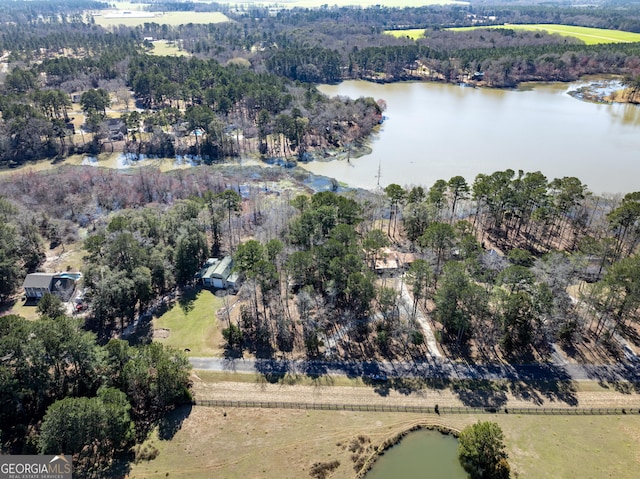 aerial view with a rural view and a water view