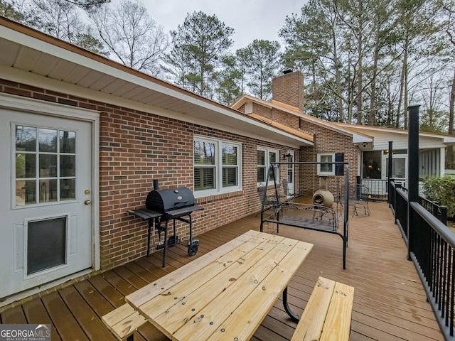 deck with area for grilling