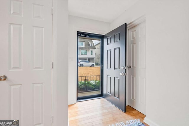 entrance foyer with light hardwood / wood-style flooring