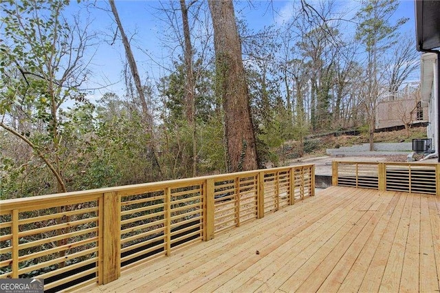 wooden deck with central AC