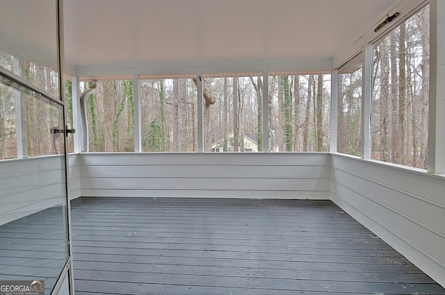 view of unfurnished sunroom