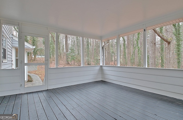 view of unfurnished sunroom