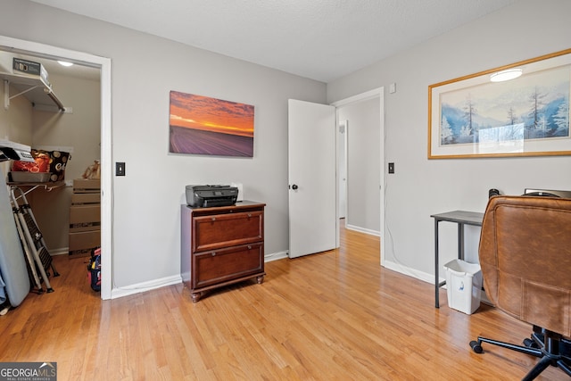 office with light hardwood / wood-style flooring