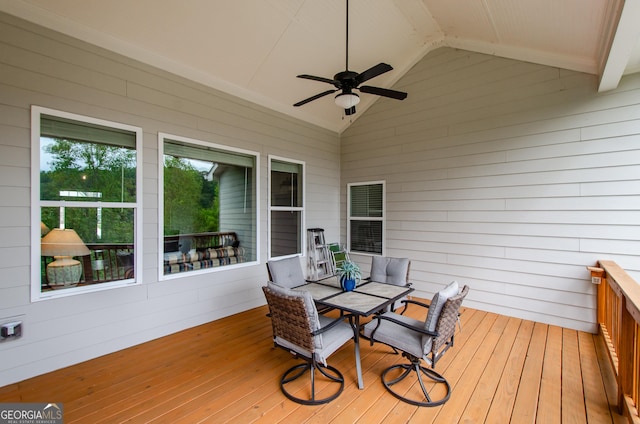 deck featuring ceiling fan