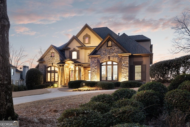 view of front facade featuring french doors