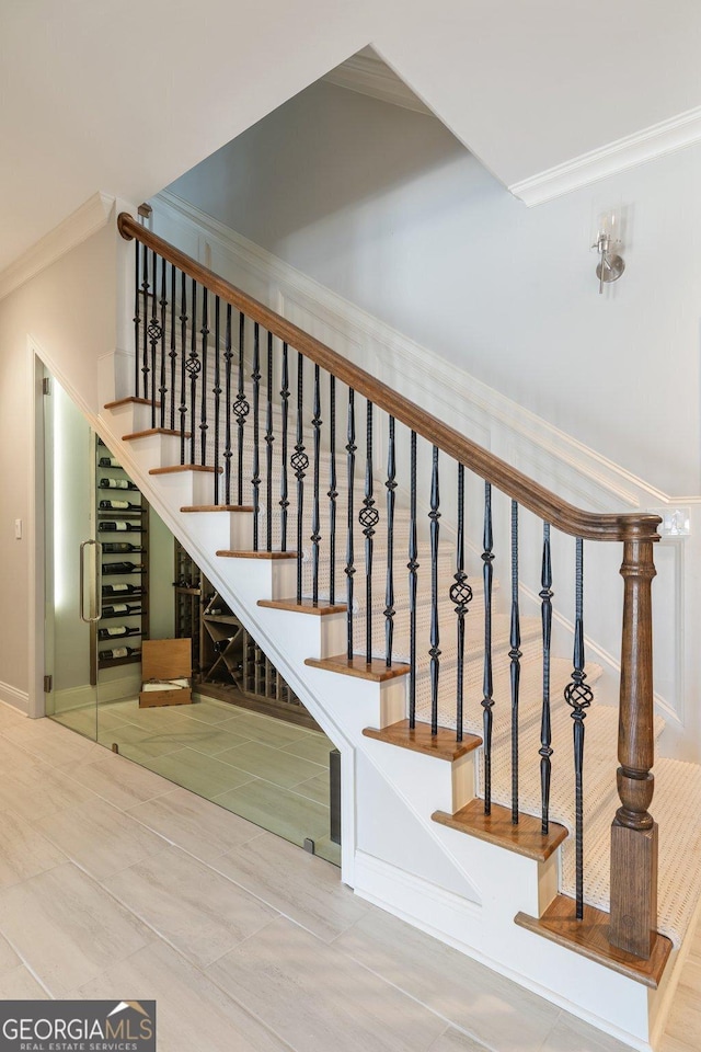 staircase with ornamental molding