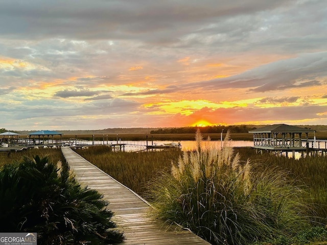 view of dock featuring a water view