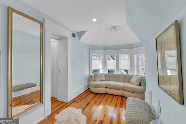 living room featuring light hardwood / wood-style flooring