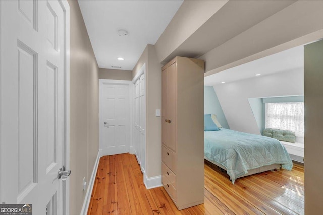 bedroom featuring light hardwood / wood-style flooring