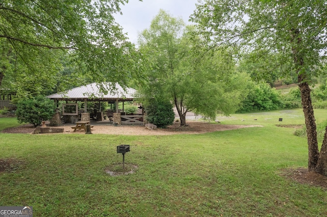 view of yard with a gazebo