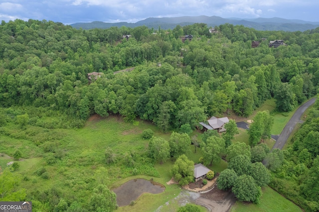 bird's eye view with a mountain view