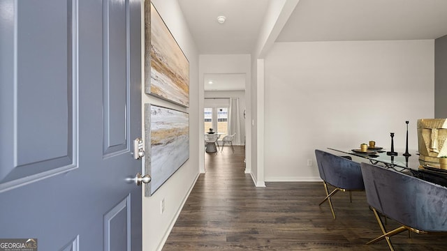 entryway featuring dark hardwood / wood-style flooring