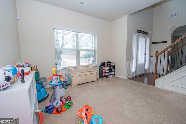 playroom with carpet floors