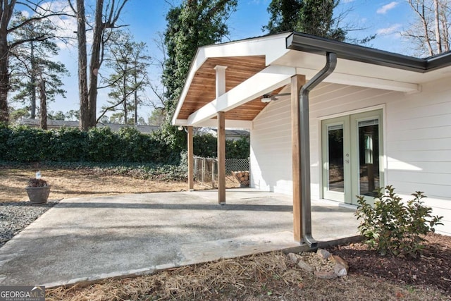 view of patio / terrace featuring french doors