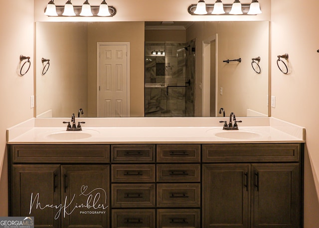 4804 Brittany Dr, Macon, GA 31210 - bathroom with double vanity and a stall shower