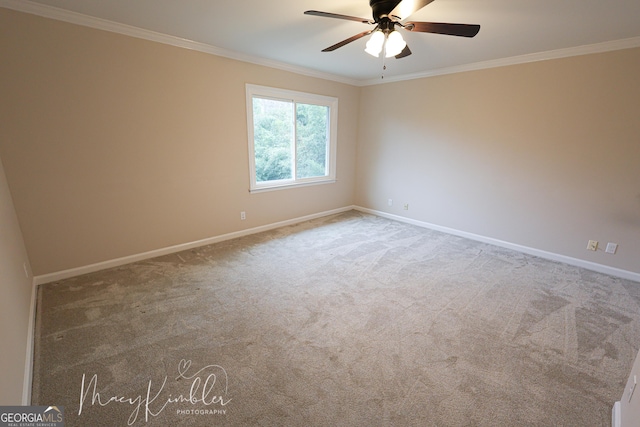 4804 Brittany Dr, Macon, GA 31210 - carpeted empty room featuring ornamental molding and a ceiling fan