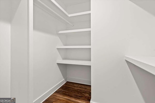 spacious closet with wood finished floors