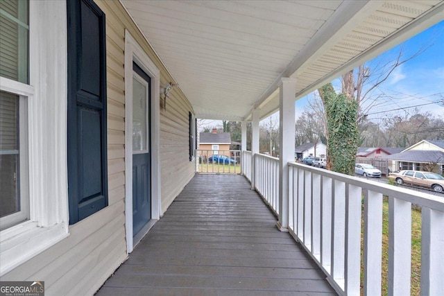 deck featuring covered porch