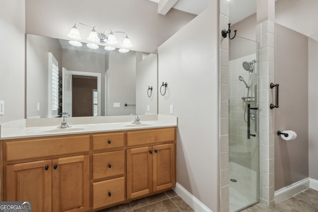 17 Coastal Walk, Saint Marys, GA 31558 - bathroom with vanity, tile patterned floors, and a shower with door