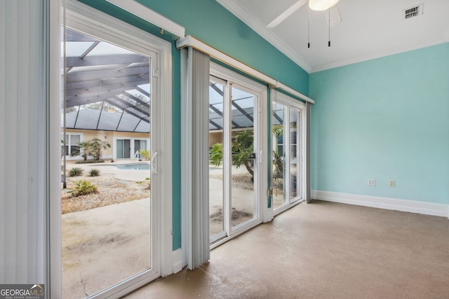 17 Coastal Walk, Saint Marys, GA 31558 - doorway with crown molding and ceiling fan