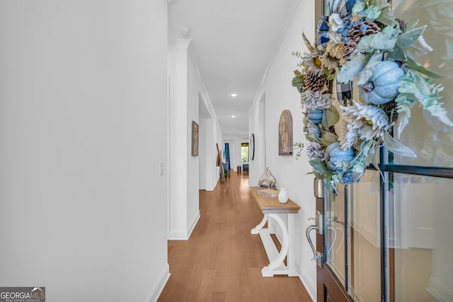 hall featuring light hardwood / wood-style floors