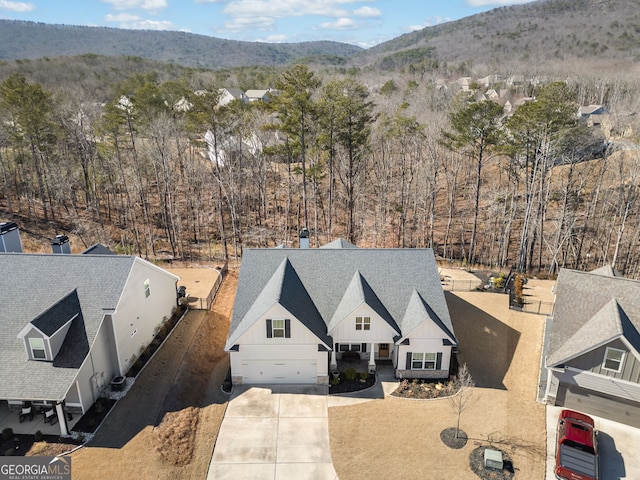 bird's eye view with a mountain view