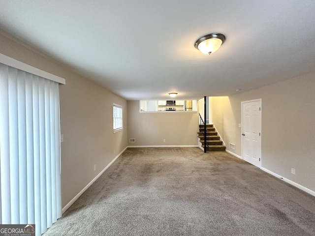 basement featuring carpet