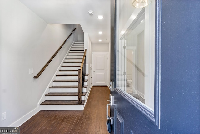 1028 Robert Smalls Way, Atlanta, GA 30318 - stairway featuring hardwood / wood-style floors, baseboards, and recessed lighting