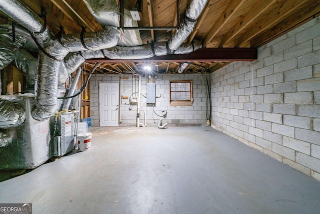 basement with electric panel