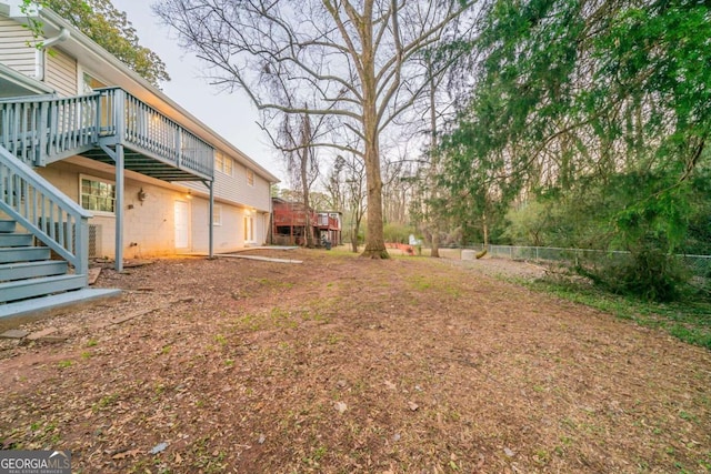 view of yard featuring a deck