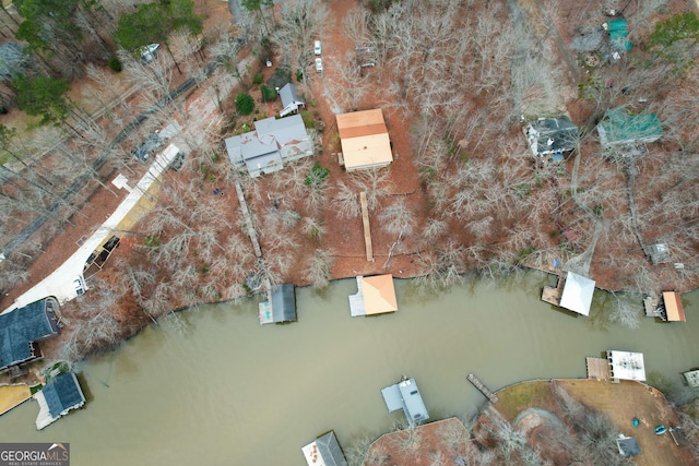 bird's eye view featuring a water view