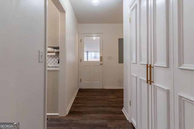 doorway featuring dark hardwood / wood-style flooring