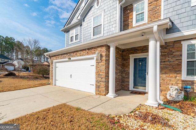 exterior space featuring a garage