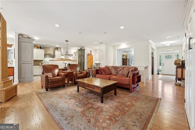 living room featuring light hardwood / wood-style flooring