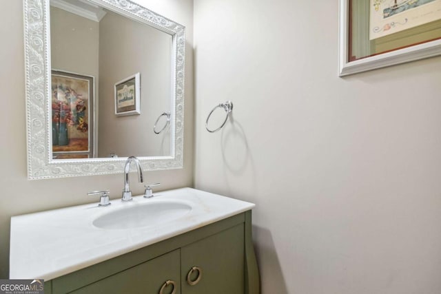 7856 Keepsake Ln, Flowery Branch, GA 30542 - bathroom with vanity and crown molding
