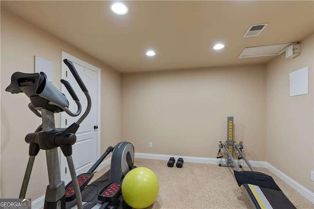 3130 Kates Way NW, Kennesaw, GA 30152 - exercise room with recessed lighting, carpet floors, and baseboards