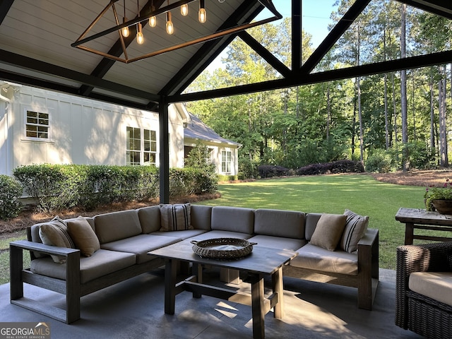 view of patio / terrace featuring outdoor lounge area and ceiling fan