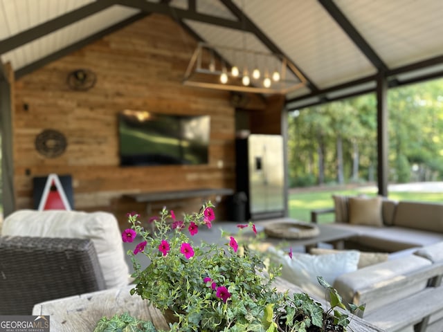 interior space featuring vaulted ceiling