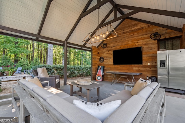 view of patio / terrace with a gazebo and outdoor lounge area